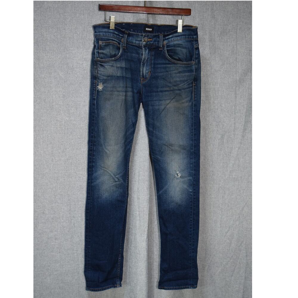Hudson Byron Straight Leg Jeans Men’s 31 Dark Wash Distressed